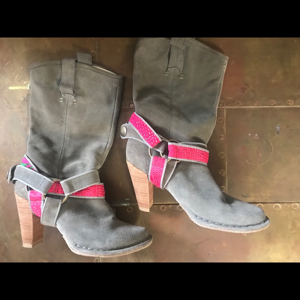 Genuine sage green suede boots- size 8/ 38 euro